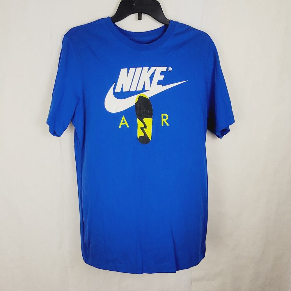 Nike Air royal blue neon shoe logo short sleeved tshirt Size Med Sneakerhead
